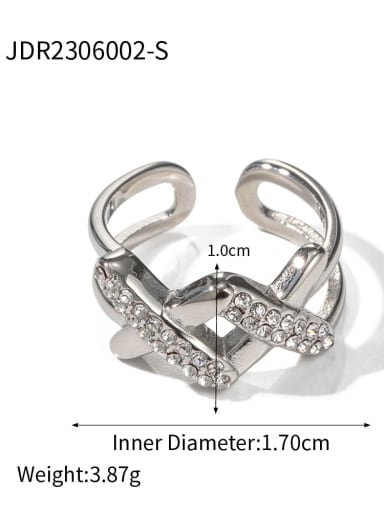 JDR2306002 S Stainless steel Cubic Zirconia Geometric Dainty Band Ring