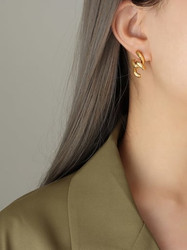 A pair of gold earrings Titanium Steel Geometric Trend Earring