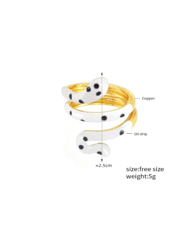 A874 Gold White Drop Oil Ring Brass Enamel Snake Hip Hop Band Ring