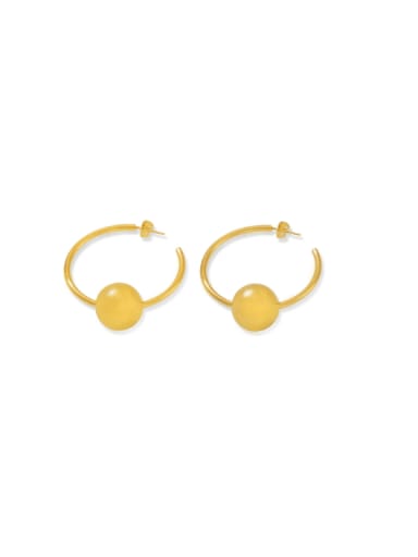 Brass Geometric Hip Hop Huggie Earring