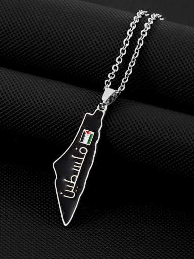 Steel color B Titanium Steel Enamel Medallion Ethnic Israel and Palestine titanium steel pendants Necklace