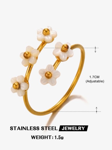 Style 5 Stainless steel Shell Flower Trend Band Ring