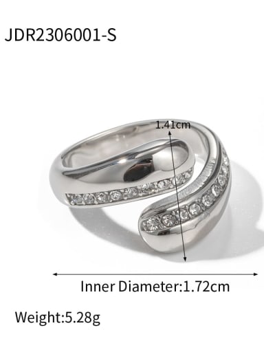 JDR2306001 S Stainless steel Cubic Zirconia Geometric Trend Band Ring