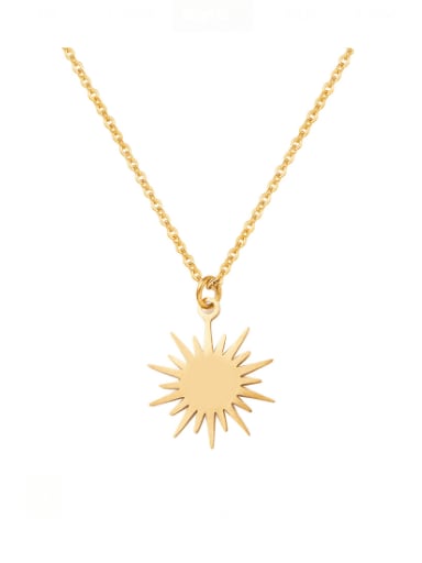 SN20120901G Stainless steel  Minimalist Sun Flower Pendant Necklace