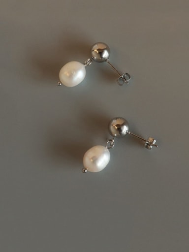 Steel Titanium 316L Stainless Steel Imitation Pearl Geometric Ethnic Drop Earring with e-coated waterproof