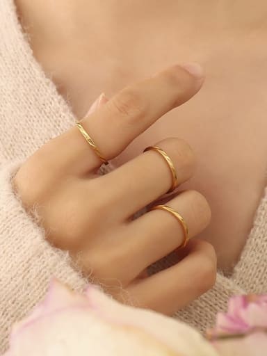 A091 gold ring Titanium Steel Round Minimalist Band Ring