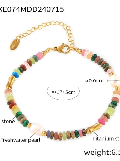 TXE074 Gold Bracelet Bohemia Geometric Titanium Steel Freshwater Pearl Bracelet and Necklace Set