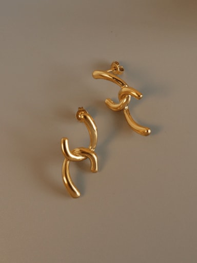 gold Titanium 316L Stainless Steel Irregular Minimalist Stud Earring with e-coated waterproof