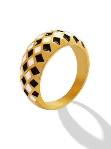 A324 gold ring Titanium Steel Enamel Geometric Vintage Band Ring