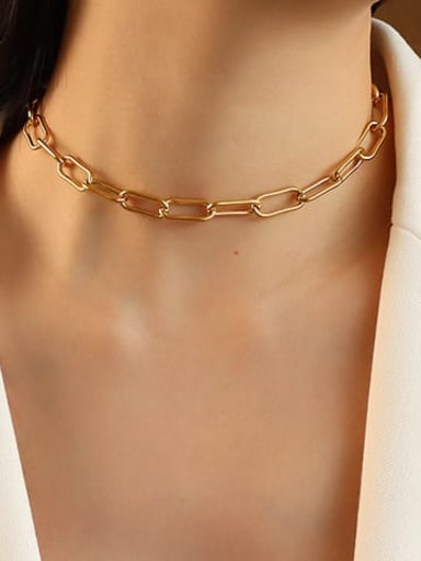 Gold short chain Titanium 316L Stainless Steel Geometric Minimalist Multi Strand Necklace with e-coated waterproof