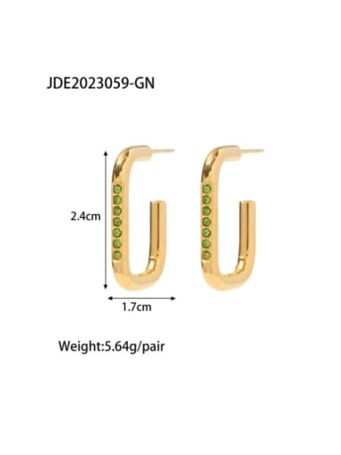 JDE2023059 GN Stainless steel Cubic Zirconia Geometric Vintage Stud Earring