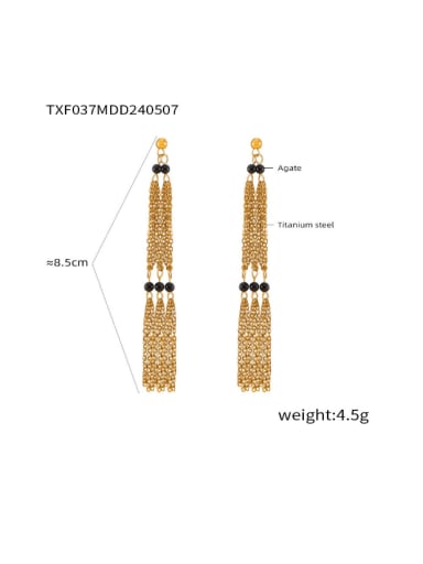 TXF037 Gold Earrings Titanium Steel Hip Hop Tassel Earring Bracelet and Necklace Set
