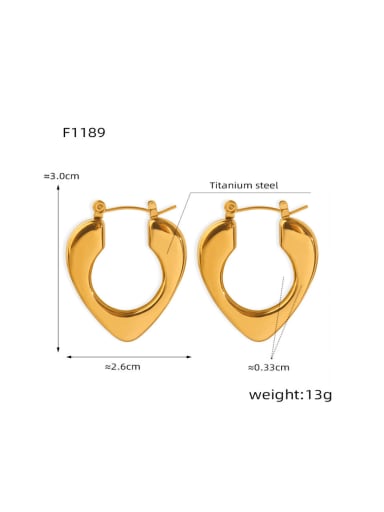 F1189 Gold Earrings Titanium Steel Heart Minimalist Huggie Earring