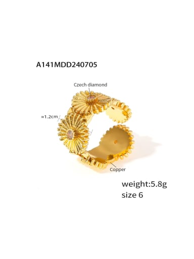 A141 Gold Ring No. 6 Brass Flower Trend Band Ring