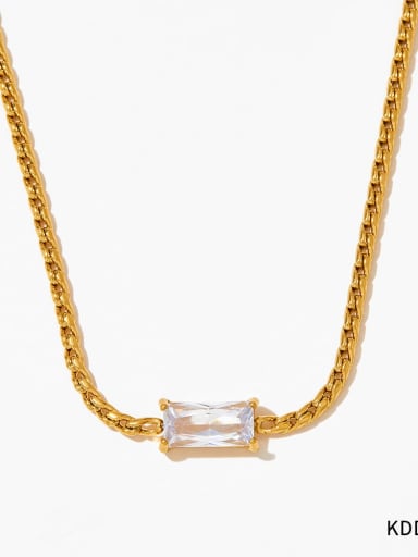 KDD362 Gold White Stainless steel Cubic Zirconia Geometric Dainty Link Necklace