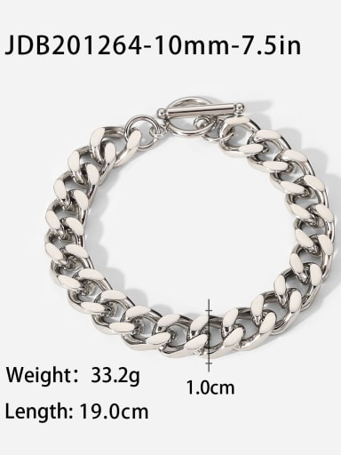 JDB201264 10mm 7.5in Stainless steel Geometric Vintage Link Bracelet
