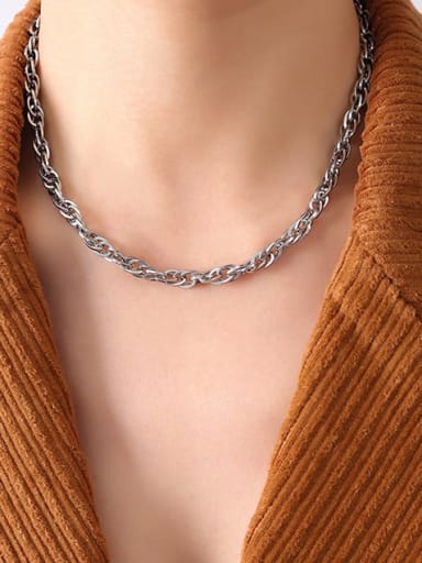 Titanium Steel Vintage Twisted  Irregular Bracelet and Necklace Set