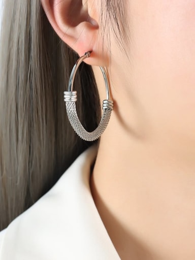 F807 Steel Color Earrings Trend Geometric Titanium Steel Earring Bracelet and Necklace Set