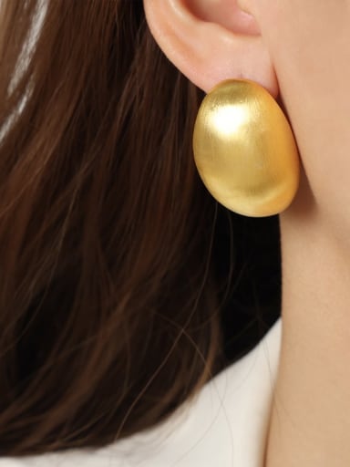 F1116 Large Oval Gold Earrings 33x24MM Brass Irregular Minimalist Stud Earring