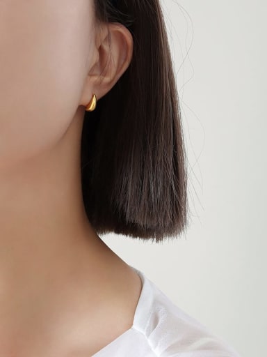 F106 Gold Earrings Titanium Steel Geometric Trend Stud Earring