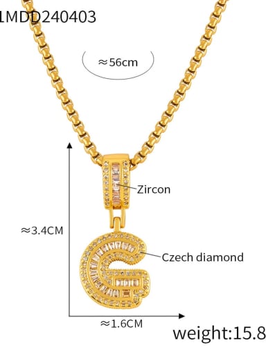 Brass Cubic Zirconia Letter Vintage Necklace