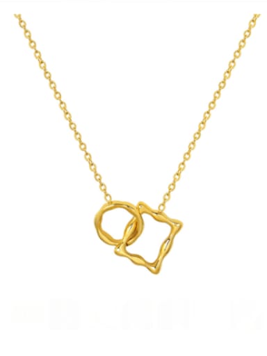 P161 gold necklace 40+ 5cm Titanium Steel  Minimalist Hollow  Geometric Pendant Necklace