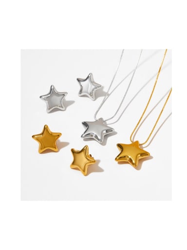 custom Stainless steel Trend Pentagram  Earring and Necklace Set