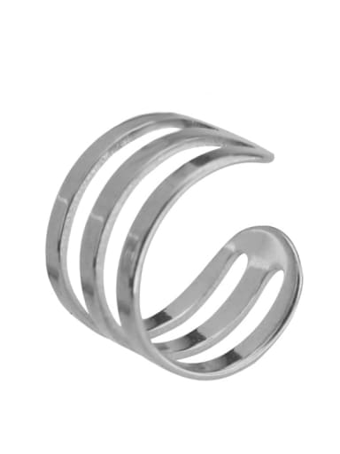 Two horizontal hollow steel color Titanium Steel Geometric Minimalist Single Earring(Single-Only One)