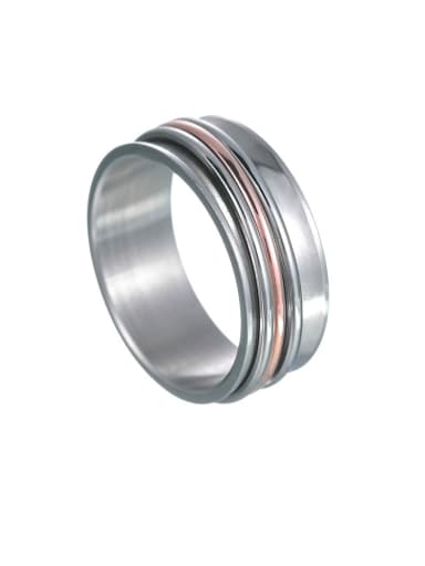 2  Stee rings+ 1 rose gold ring Titanium Steel Simple three-color rotating Men's Ring