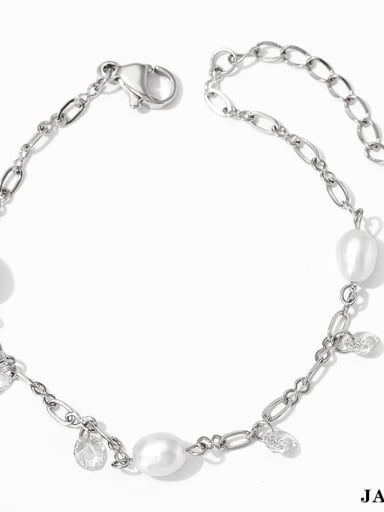 Geometric Trend Stainless steel Freshwater Pearl Anklet