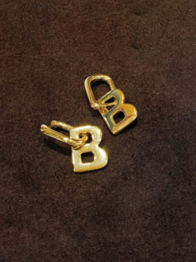 Brass Letter Vintage Huggie Earring