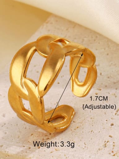 Golden Chain Ring 1 Stainless steel Geometric Hip Hop Band Ring