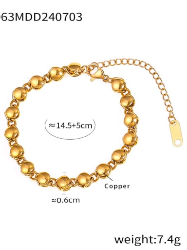 TXE063 Gold Bracelet Brass Trend Oval  Bracelet and Necklace Set