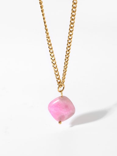 Stainless steel Pink Natural stone Geometric Trend Necklace