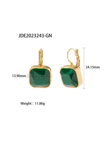 JDE2023243 GN Stainless steel Opal Geometric Vintage Huggie Earring
