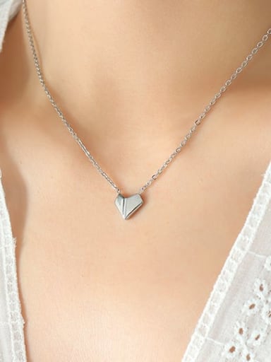Steel necklace 40 +5cm Titanium Steel Heart Minimalist Necklace