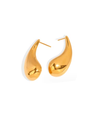 F1080 Gold Earrings Titanium Steel Water Drop Hip Hop Stud Earring