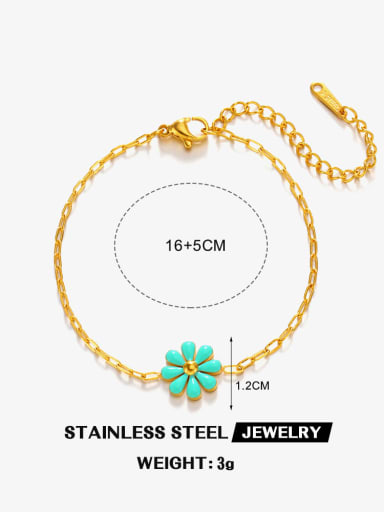 Premium Flower Bracelet in Blue Stainless steel Enamel Flower Dainty Link Bracelet