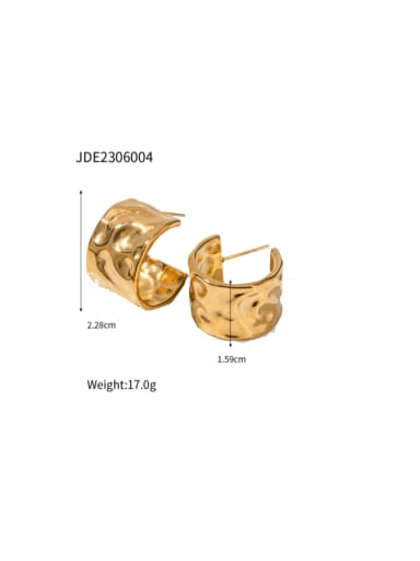 JDE2306004 Gold Stainless steel Geometric Hip Hop Stud Earring