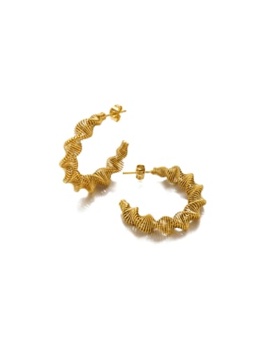 Gold C-shaped earrings Stainless steel Geometric Vintage Stud Earring