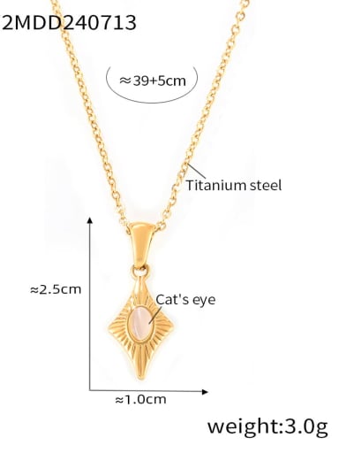 P1872 Golden Necklace Trend Geometric Titanium Steel Cubic Zirconia Ring and Necklace Set