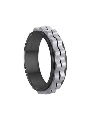 Titanium Steel Irregular Hip Hop Rotatable Gear Shape Men's Ring