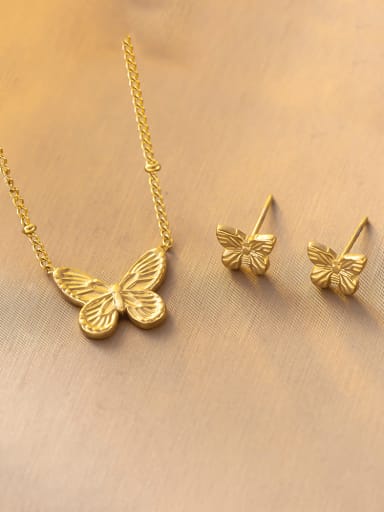 Titanium Steel Minimalist Butterfly  Earring and Necklace Set