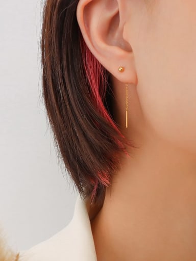 4cm ear line pair Titanium Steel Tassel Minimalist Threader Earring