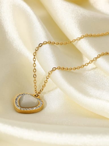 Stainless steel Cats Eye Heart Dainty Necklace