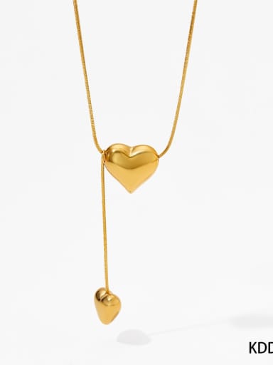 Gold KDD354 Stainless steel Heart Trend Lariat Necklace