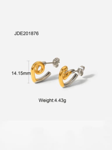 JDE201876 Stainless steel Geometric Hip Hop Stud Earring
