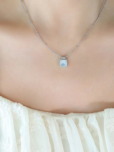 P762 color shell steel necklace 39 +5cm Titanium Steel Enamel Geometric Dainty Necklace