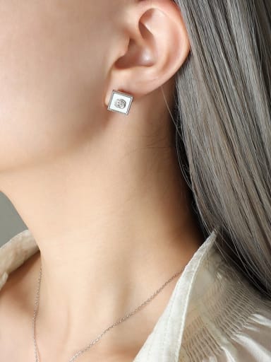 F154 Steel Earrings Vintage Geometric Titanium Steel Shell Earring and Necklace Set