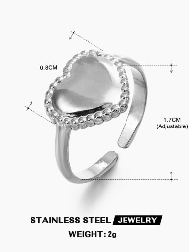 Stainless steel Heart Hip Hop Band Ring